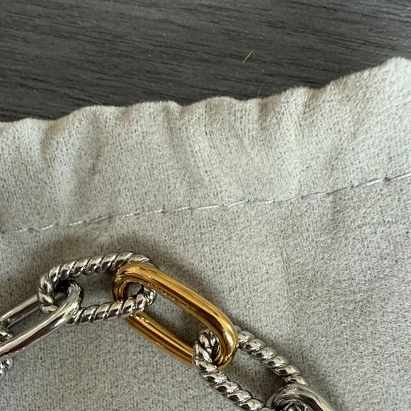 Elegant Silver and Gold Tone Chain Bracelet - Picture 3 of 10
